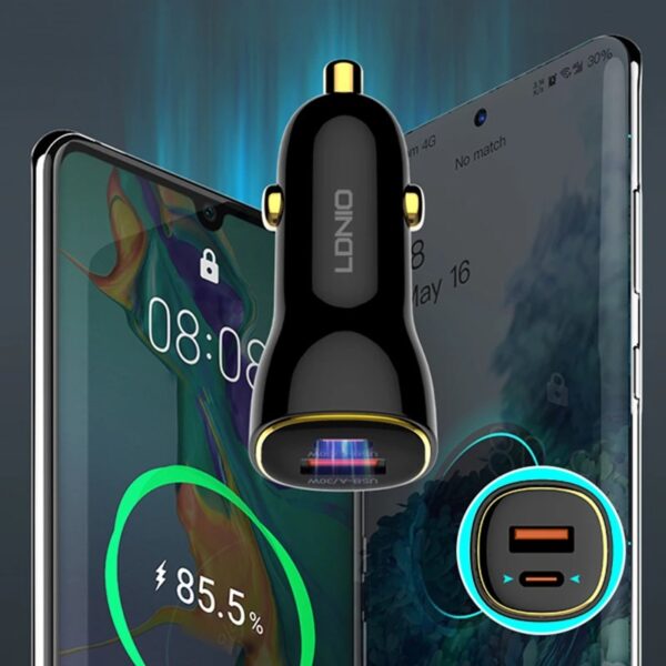 شارژر فندکی 60 وات الدینیو مدل LDNIO C103 به همراه کابل USB-C - Image 7